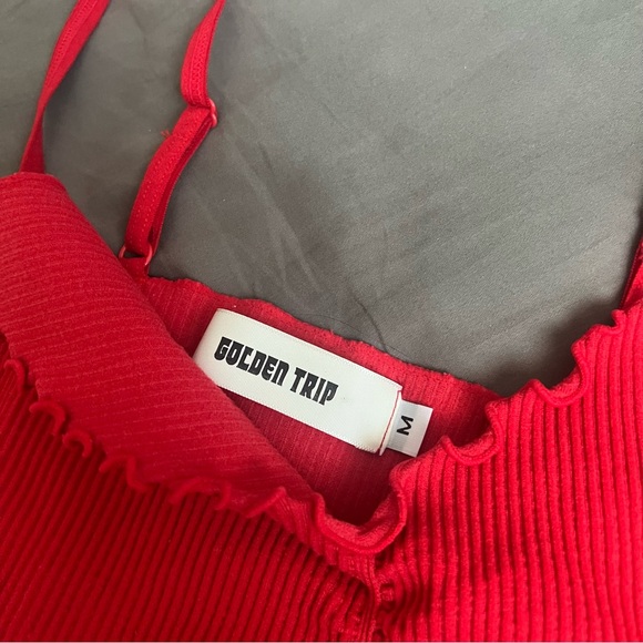 Red Ribbed Camisole Top - Picture 4 of 6